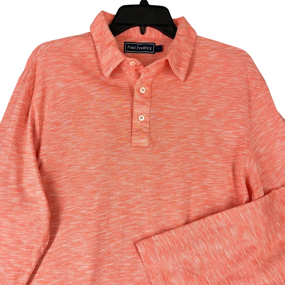 Paul Fredrick Knit Polo Shirt Men L Casual Classic Everyday Preppy Long Sleeve